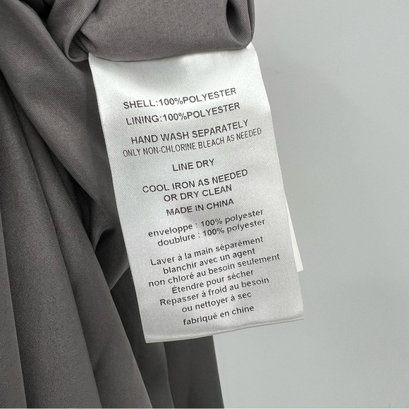 WHITE by Vera Wang One Shoulder Gown with Satin Sash in Charcoal Gray Size 12 - Picture 9 of 14